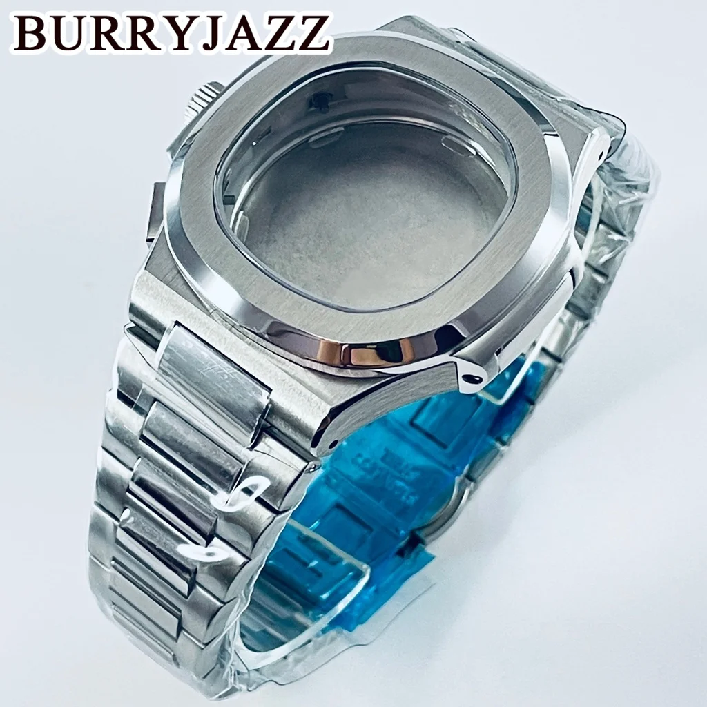 40mm Modified Parrot‑Shell Style Watch Case Silver Stainless Steel Sapphire Crystal Fit VK63 VK63A Quartz Chronograph Movement