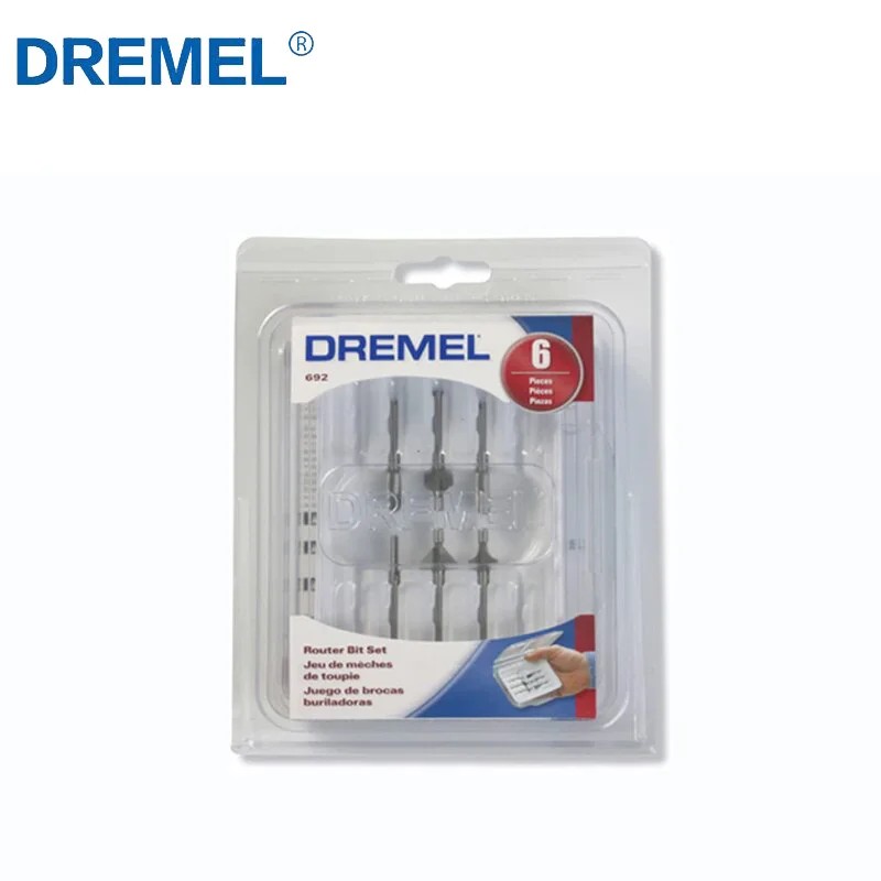 DREMEL 692 6pcs Router Bits Set Trimming Straight Milling Cutter Wood Tungsten Carbide Chamfer Cutting Woodwork Engraving Tool