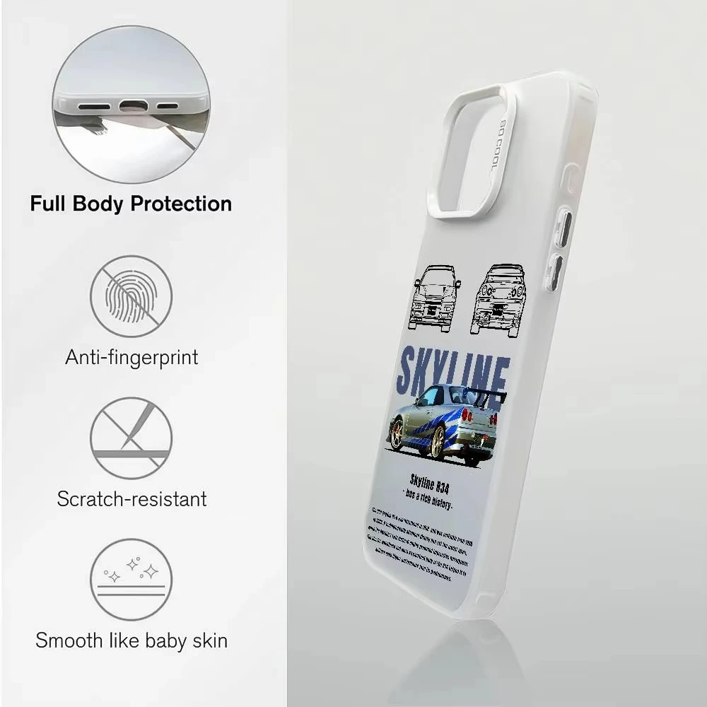 حافظة هاتف F-Fast and F-Furious R-R34 لهاتف آيفون 17 برو 16 15 14 13 12 11 Pro Max 16 Plus 16E 17 غطاء خلفي مضاد للصدمات