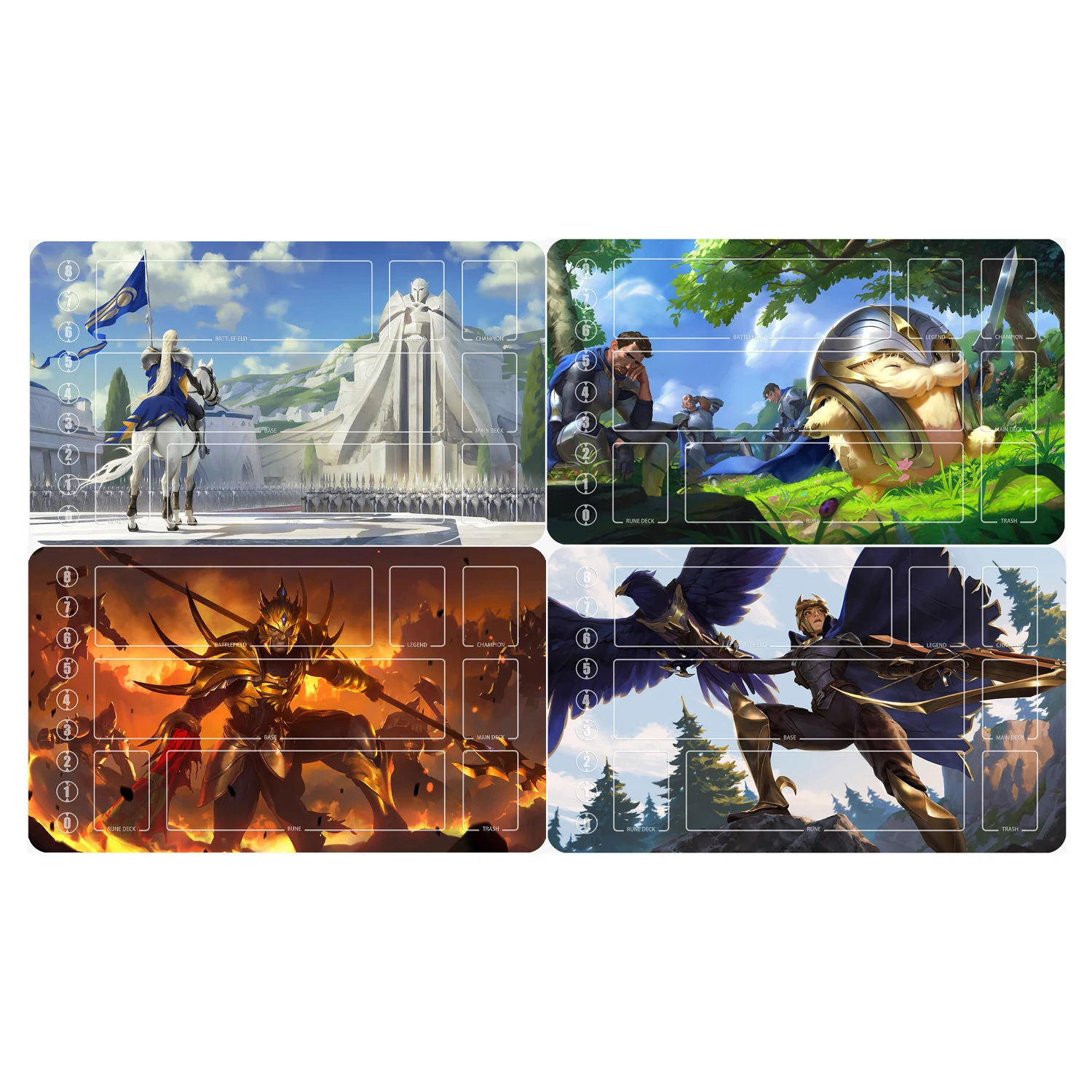 Tapete de Batalha de Cartas Demacias Galio DIY 600x350x2mm para TCG Morganas, Jogo de Tabuleiro Individual, Placa de Duelo de Cartas, Presente e Brinquedo
