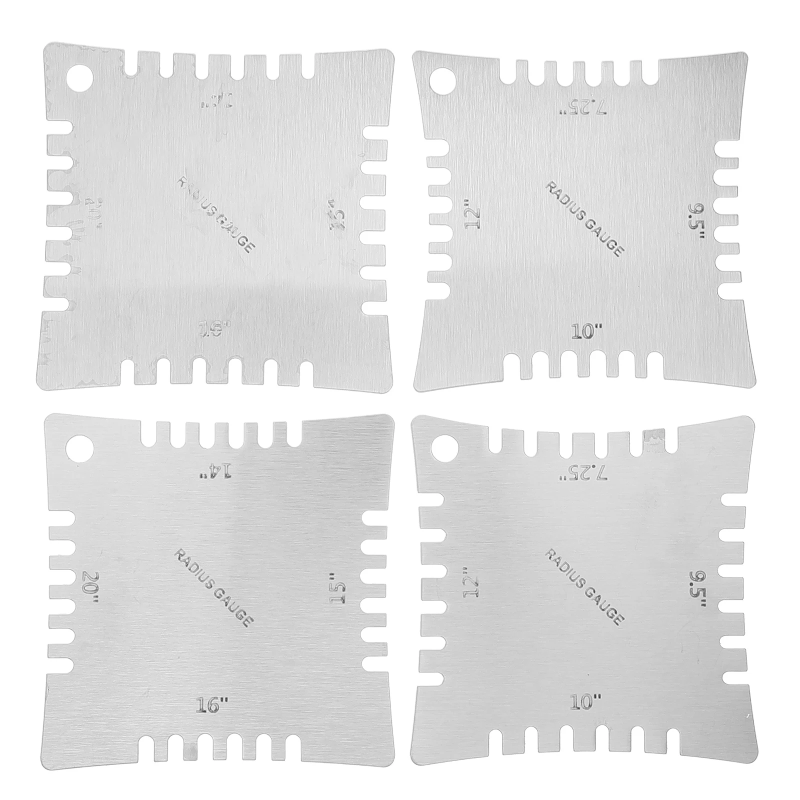 

4 Pcs Guitar Measuring Ruler Electric Notched Radius Gauges Steel Setup Tools Kit