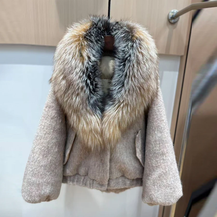 

Fur Collar down Jaet Women's Mid-Length Thiened White Goose down Winter Coat Faionable And Sli