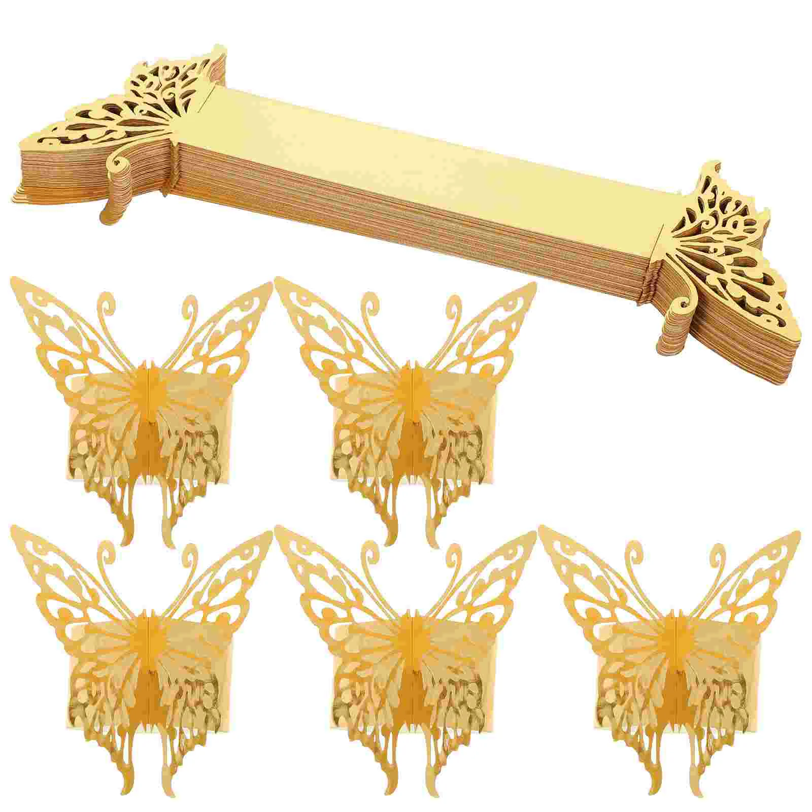 50 Pcs Butterfly Napkin Buckle Holder Ornament Ring for Table Animal Festival Clasp Butterflies Paper Serviette Decor Rings