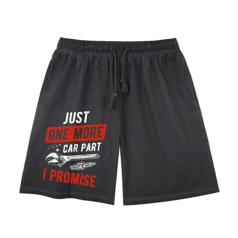 

Men's Black Shorts with Just One More Car I Promise Men's Solid Color Drawstring Waist Pockets Casual Sports Shorts Clothes