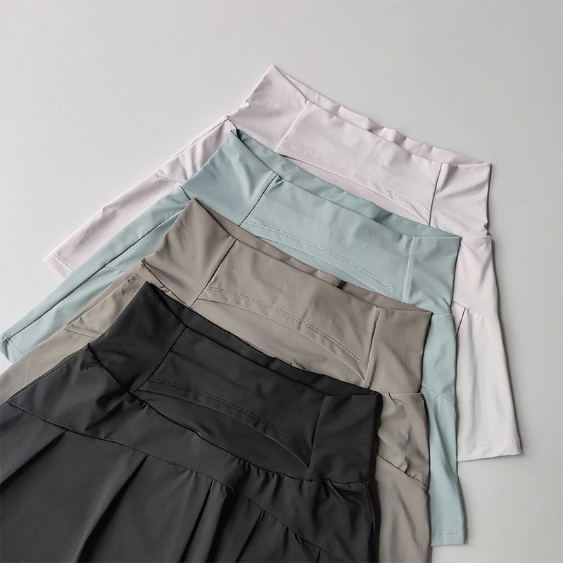 2027 High Waisted Sports Short Skirt, Summer New Cool and Anti Glare Lined Shorts Women's Fitness Yoga Quick Drying A-line Skirt