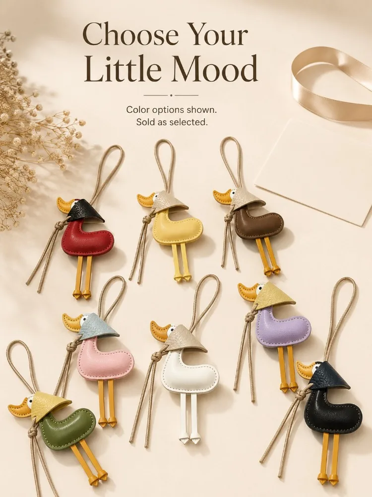 Leather Duck Bag Charm Handcrafted Premium Cute Pendant Luxury Upgrade Handbag Look Unique Gift For Girlfriend Purse Accessory