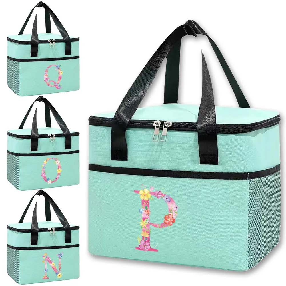 

Cooler Bags Thermal Insulated Bag Storage Handbag Food Tote Hygiene-Friendly for Student Pink Letter Pattern Waterproof Box