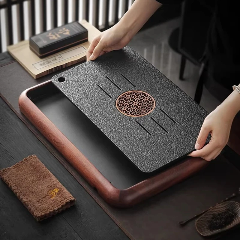 Accessories Chinese Tea Tray office Gongfu Decorative Tea Tray Supplies Luxury Kitchen Modern bandeja madera Rectangular Tray