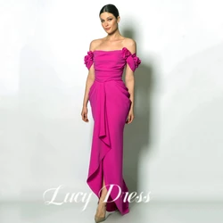 Sexy Prom Evening Dress Customized Off The Shoulder Floor Length Party Dress Flower High Split Cocktail Gown Saudi Arabia Dubai