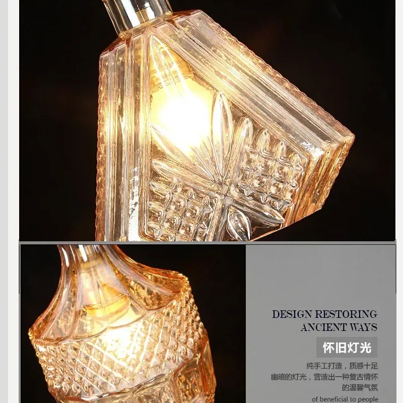 2025 Retro Glass Bottle Pendant Lights Cafe Bar Decorated  Lighting Creative  Lamps