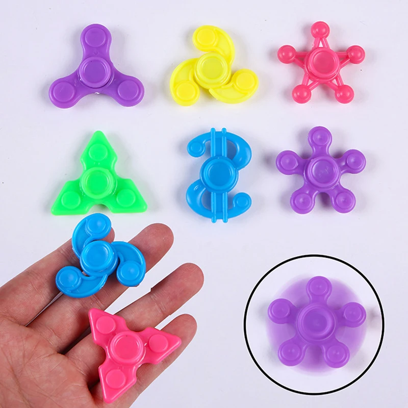 10pcs Mini Geometric Fingertip Gyro Plastic Rotation Toys for Treat Kids Gifts Birthday Party Favor School Rewards Goodie Filler