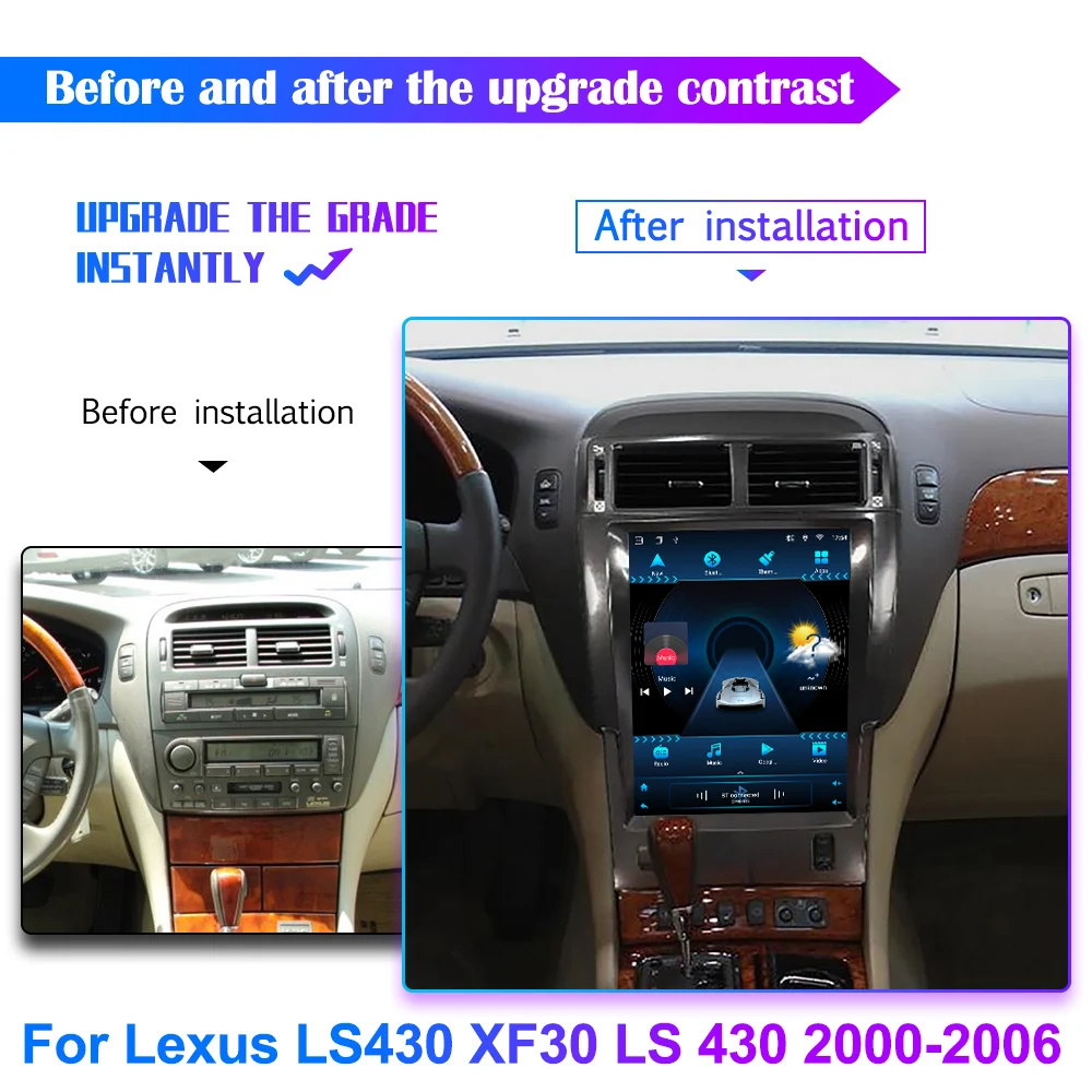 Android 11 car radio For Lexus LS430 XF30 LS 430 2000 -2006 multimedia playerFor tesla screen GPS navigator DVD built in carplay