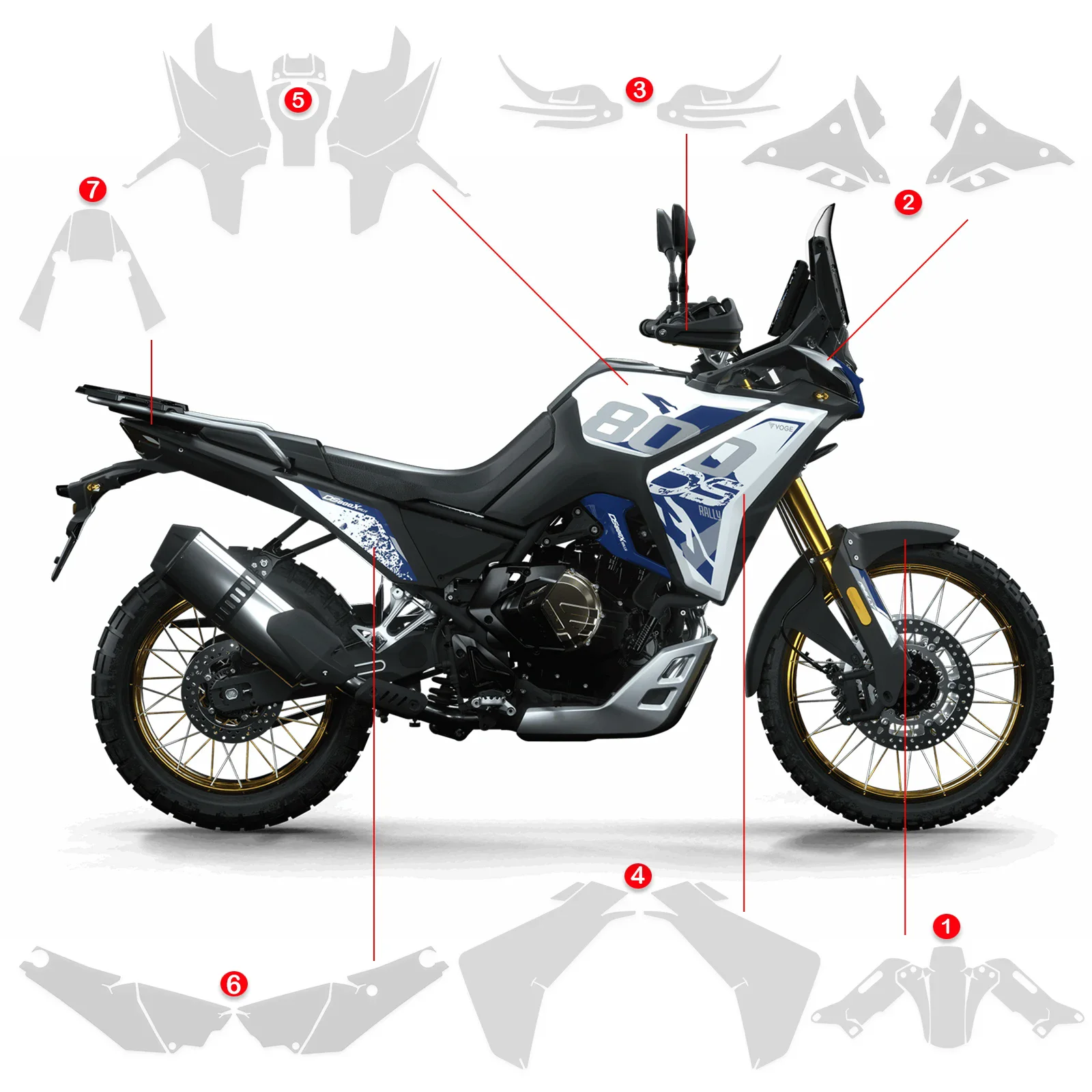 For VOGE DS800X Rally TPU PPF Protective Film DS 800X DS 800 X Paint Protection Film Motorcycle Anti-scratch Transparent Bodykit