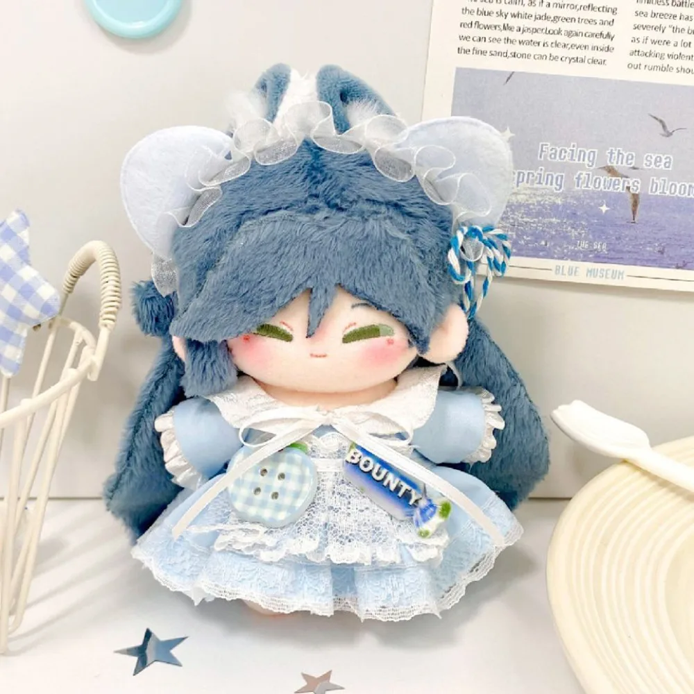 귀여운 드레스 10cm 면 인형 옷 고양이 귀 머리띠 인형 옷 세트 만화 강아지 사랑스러운 인형 드레스 세트 인형 액세서리