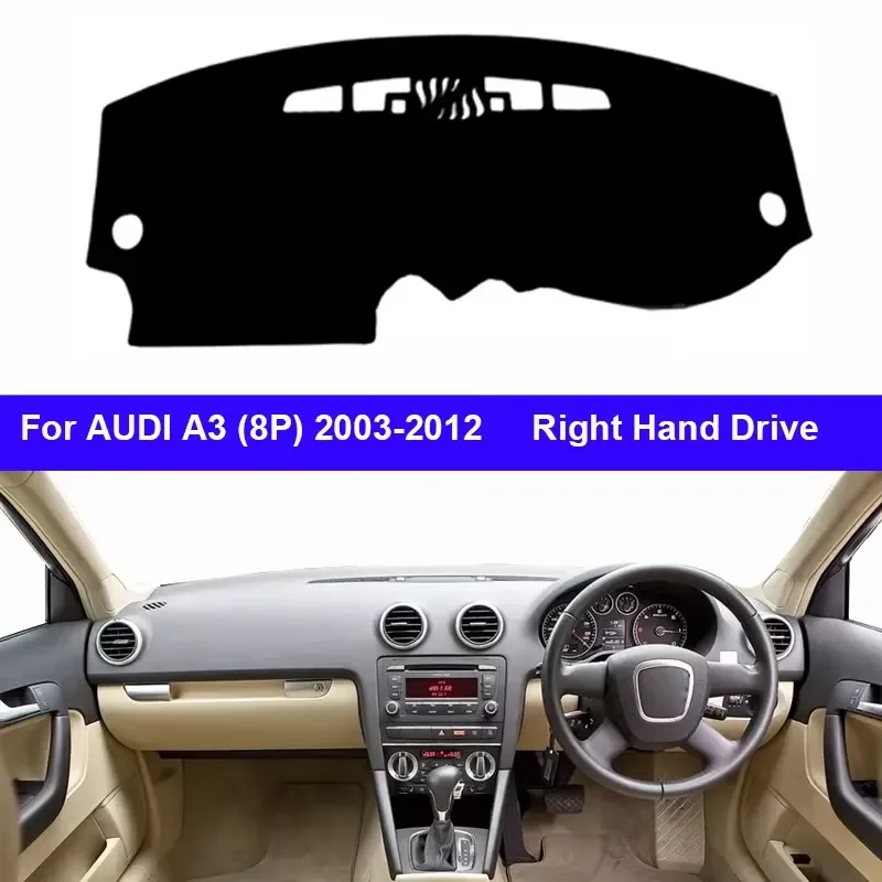 For Audi A3 8P Dashboard Cover Dash Mat Carpet Sunshade 2003-2012 LHD RHD 2 Layers Anti Slip Protection Interior Accessories