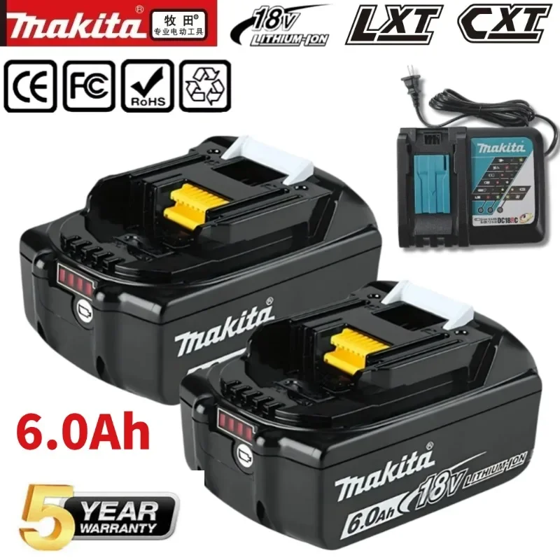 

Authentic Makita 18V 6Ah rechargeable power tool battery with LED lithium-ion substitute LXT BL1860B BL1860 BL1850 charger