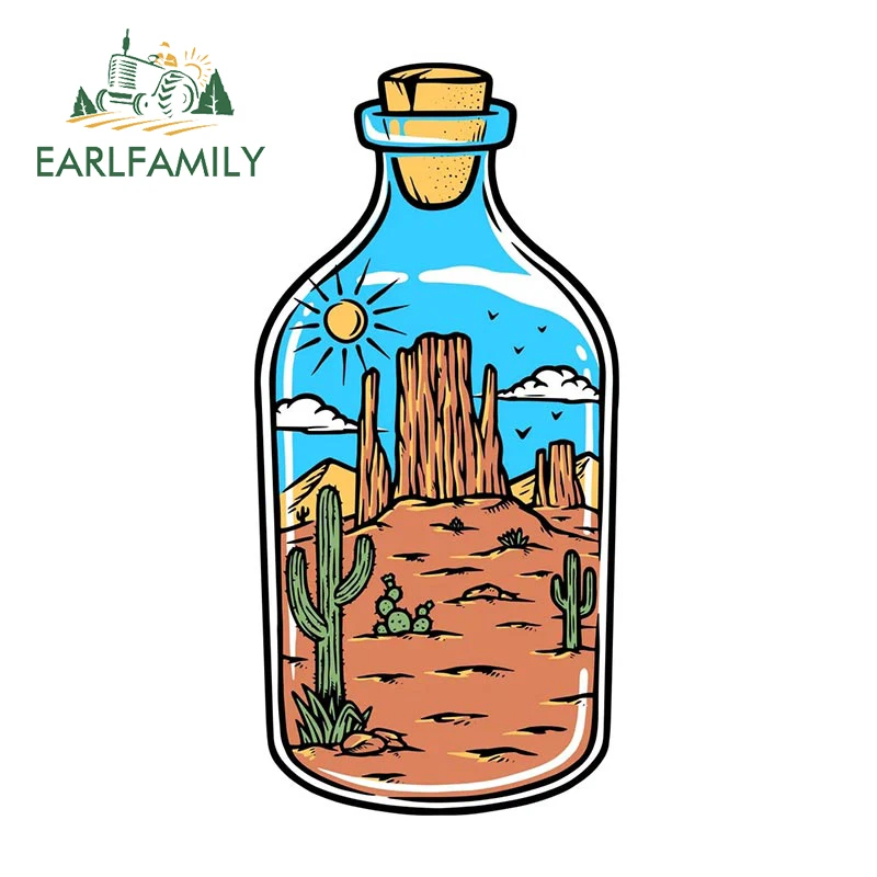 EARLFAMILY 13cm x 6.3cm for Desert Landscape In A Bottle Car Stickers Scratch-Proof Simple Decals Waterproof Car Door Protector