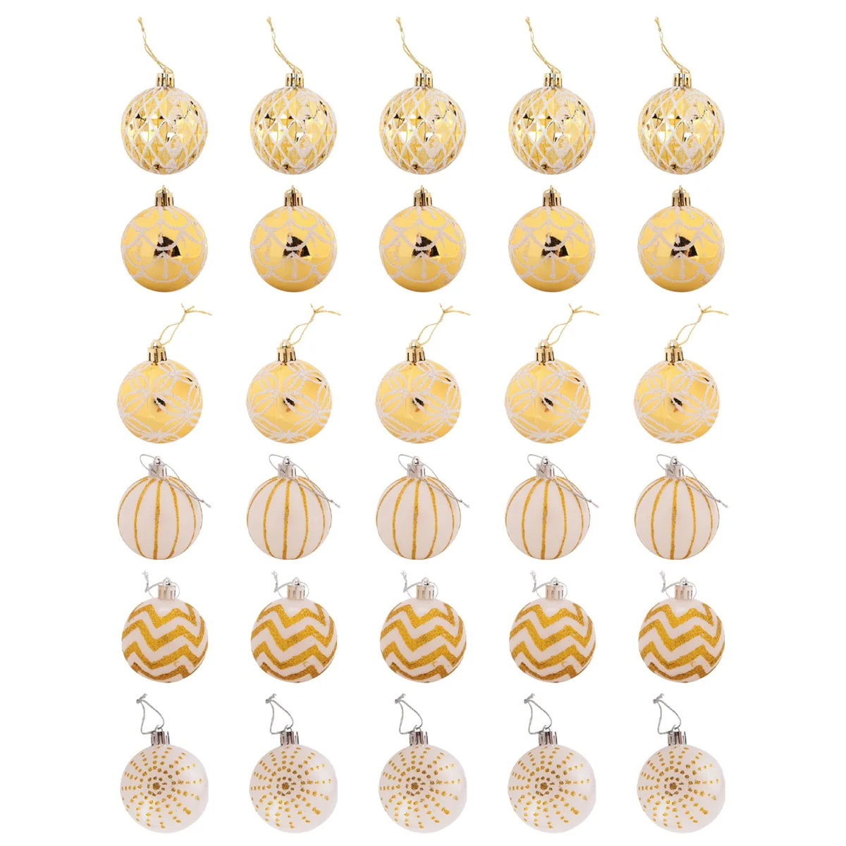 ABQR 30 pièces décor d'arbre de noël haute qualité boule d'or blanc ornement boule de fête boule suspendue pour décorations de noël à la maison