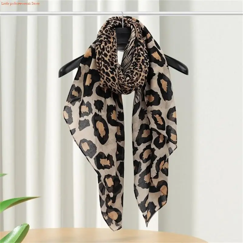 F92D Modern Leopard Designs Neck Scarf Soft Polyester Fabric Winter Scarves Shawl Great For Enhancing Any Outfit With