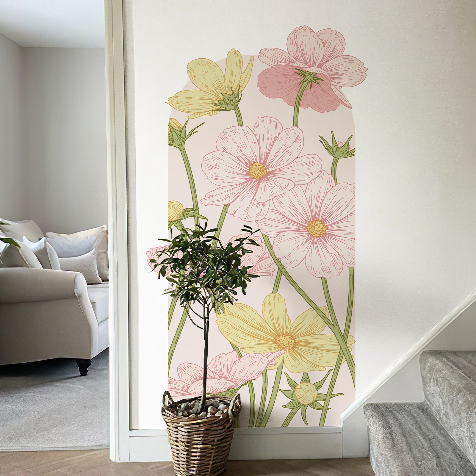 

1PCS Simulation Flower Bedroom Home Decoration Wall Sticker Self-Adhesive For Living Room Wall Art Decoration Wall Decals