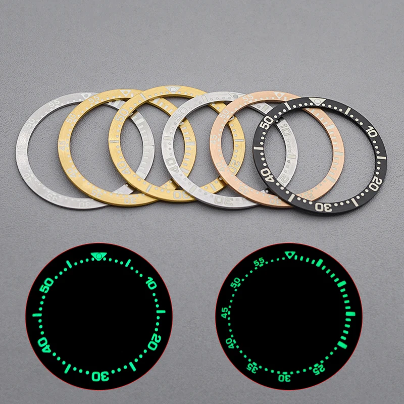 Stainless Steel Luminous Watch Bezel Insert 38mm x 31.5mm for SKX007 SKX009 SRPD Case NH35 NH36 Movement Watch Case Insert Ring