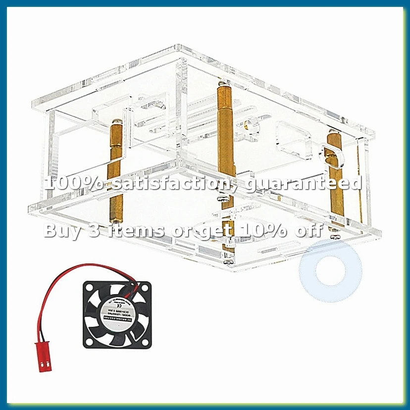 For 4A Case Acrylic Enclosure Transparent Shell with Heatsinks Fan-DT30