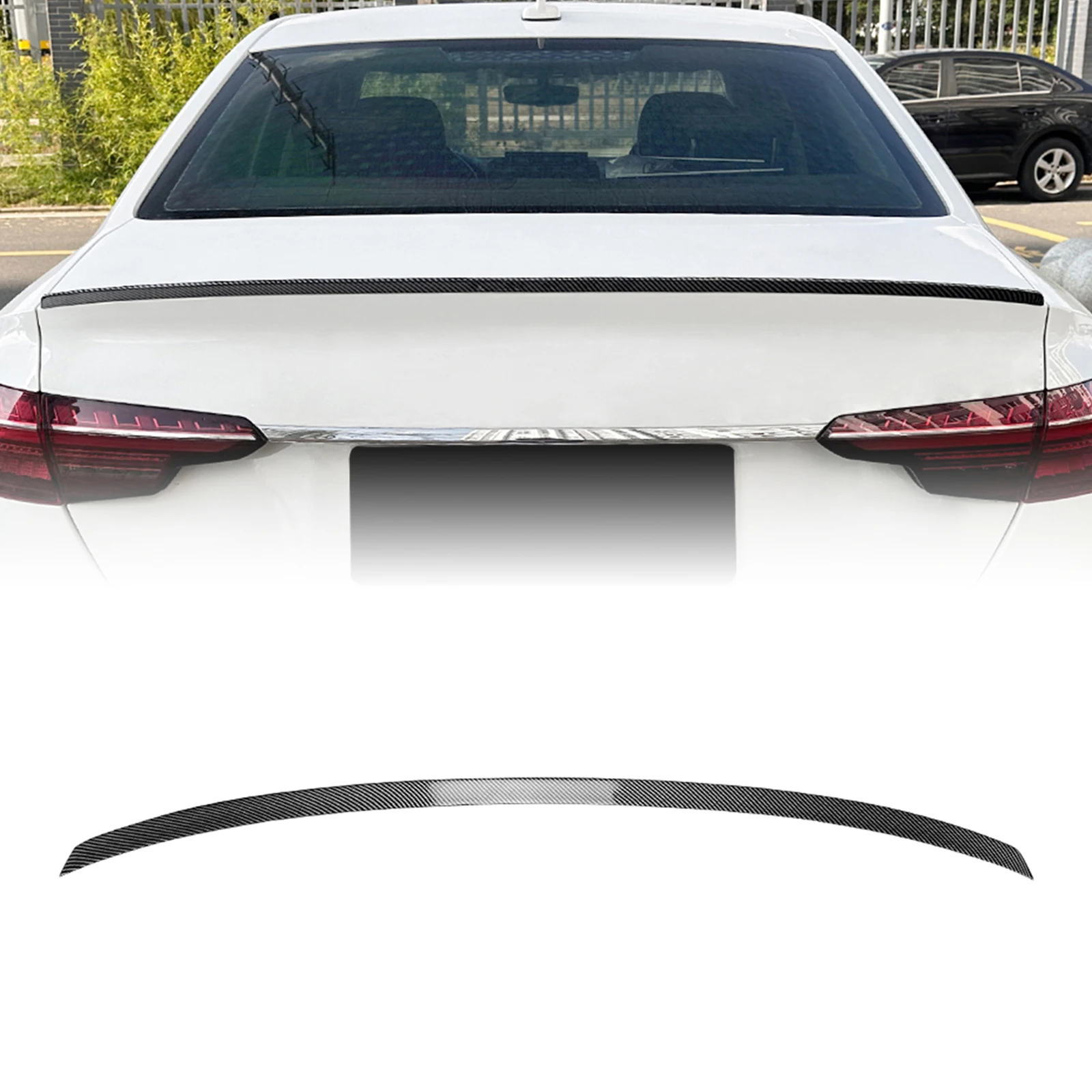 

S4 Style Rear Trunk Lid Spoiler Wing For Audi A4 B9 S4 2017-2024 Sedan 4-Door Carbon Fiber Look/Gloss Black Tail Splitter Lip