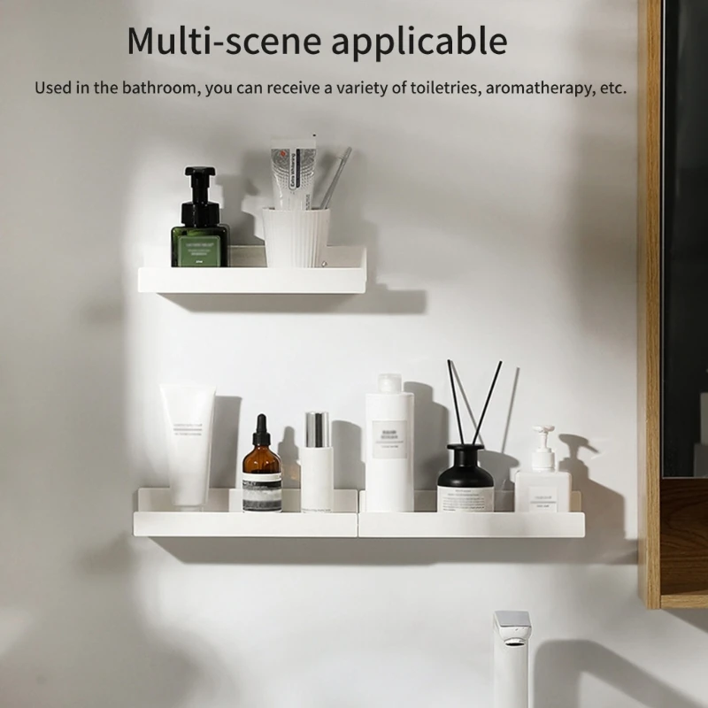 

Adhesive No-drill Space Saving Shelf Wall Mounted Cosmetics Storage Holder