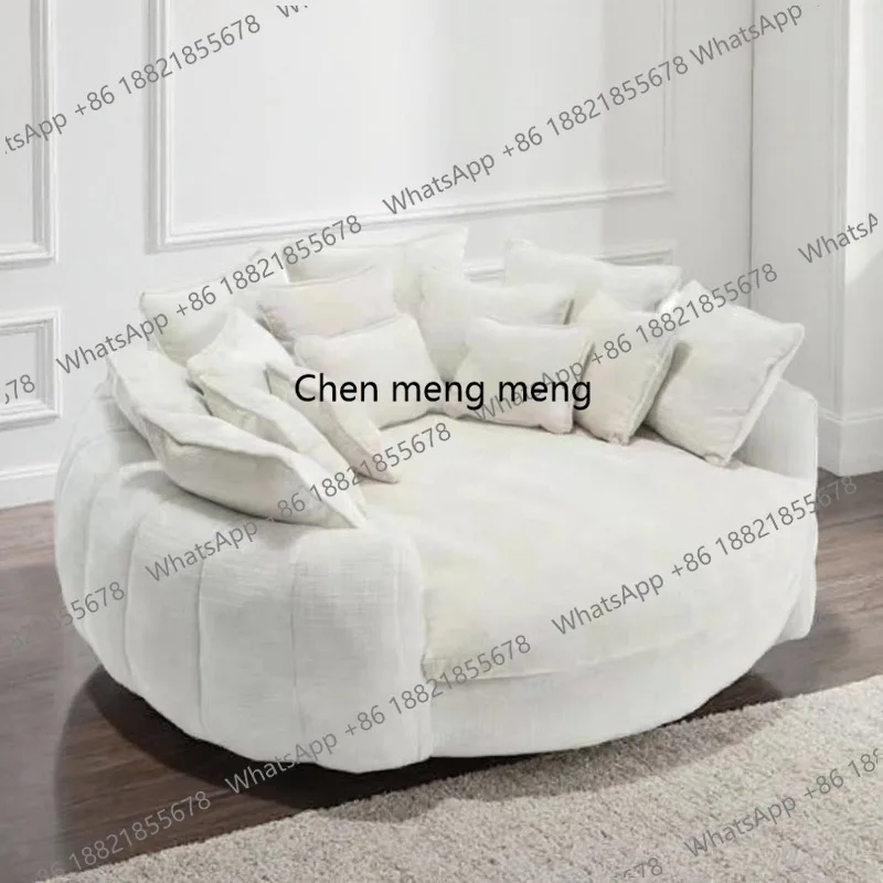 

Кремовый круглый тканевый диван для гостиной, двойной, для небольшой квартиры, ленивый, высококачественный, атмосферный, белый диван