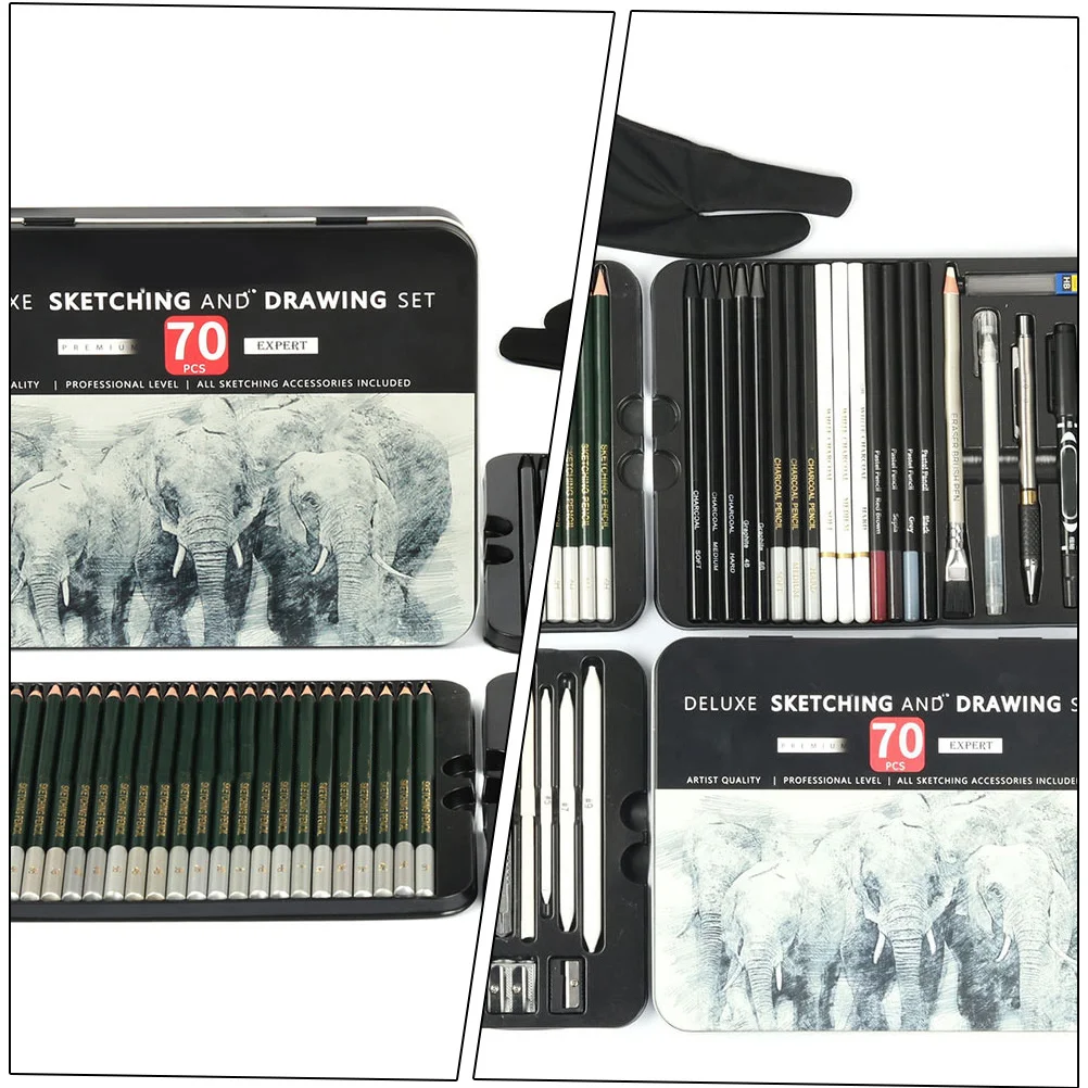 

Drawing Pencil Set Sketching Pencils Art Painting Tool Comes with Iron Box Lightweight Portable Drawing Sketch Supplies