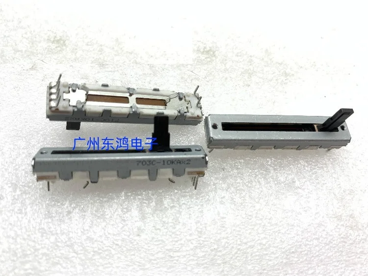 1pcs  for ALPS 4.5 cm straight sliding potentiometer double 10KA * 2 shaft length 10MM plastic handle 45MM A10KX2