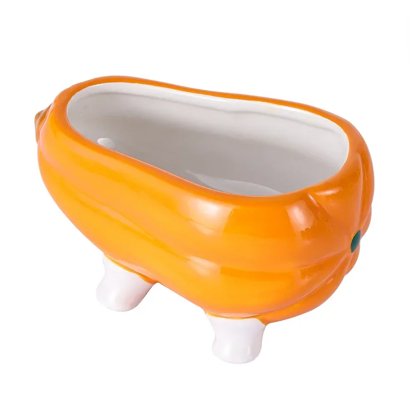 

Pet's daily necessities, ceramic nest, hamster eating basin, creative pumpkin bathtub, dual-purpose water bottle holder