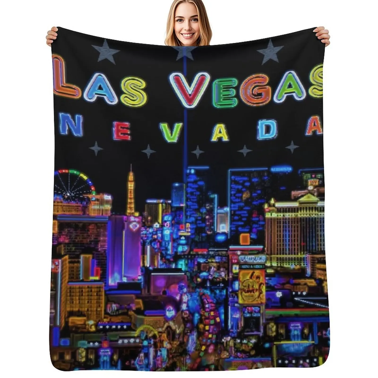 Las Vegas, Nevada Throw Blanket Retros Flannels Cute Plaid for sofa Summer Furrys Blankets