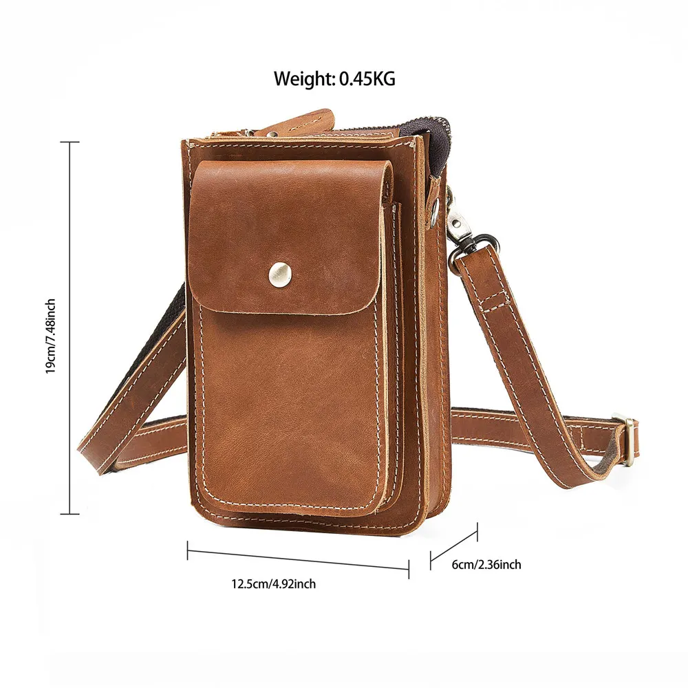 AIGUONIU AIGUONIU New Cowhide Men\'S Fanny Pack Crossbody Belt Bag Chest Bag Fashion Soft Genuine Leather Fashion Leather Waist B