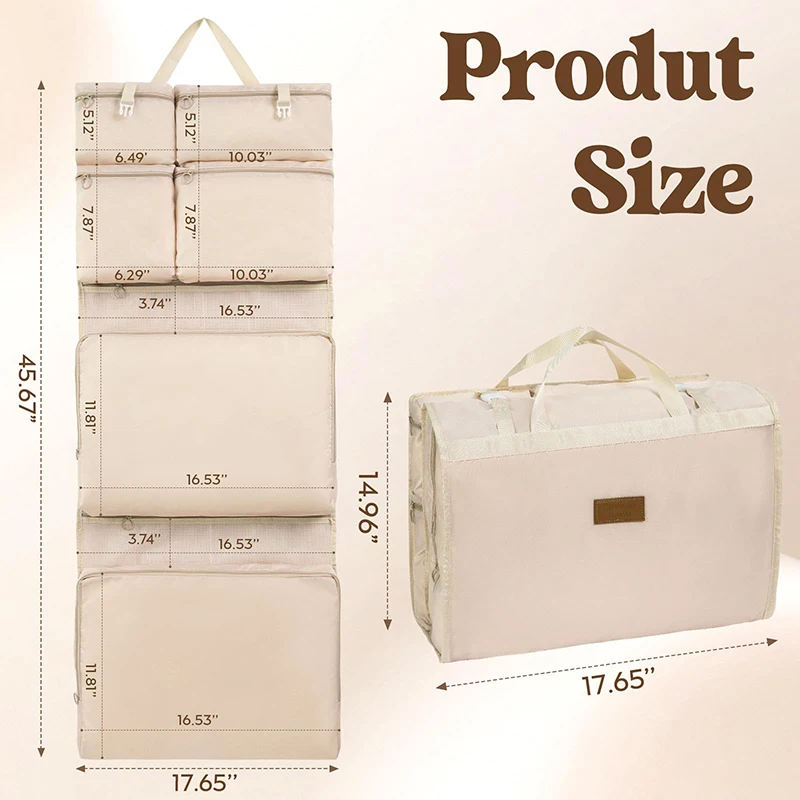 8-в-1 большие подвесные упаковочные кубики для женщин, органайзер для багажа, двойной режим (куб/подвеска) для чемодана, складная дорожная сумка для одежды