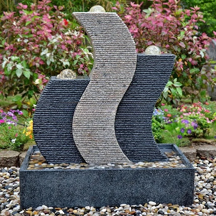 HJ granite stone running water fountain water curtain wall partition company office humidified water feature lucky ornament