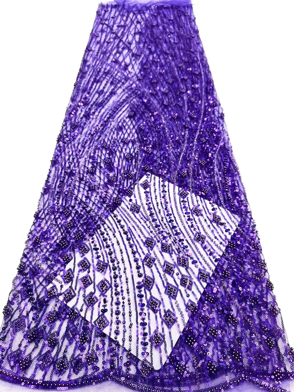 

Luxury Beads Lace African 2025 High Quality 5 Yards Handmade Beads Sequins Fabric Nigeria For Evening Party Dress Latest H102-1