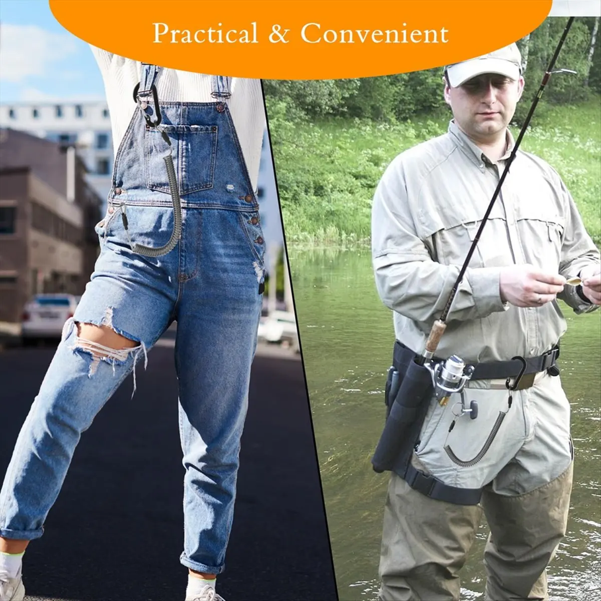 A24I Safety Coiled Lanyard, 6 Pcs Fishing Lanyard Retractable Heavy Duty Spring Coil Cord Keychain Holder