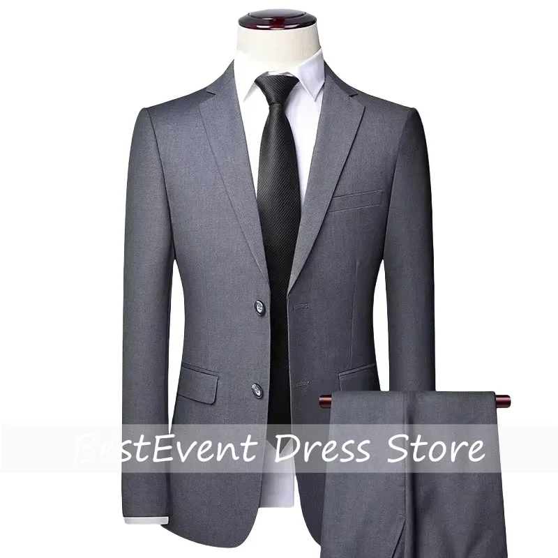 Blazer Pants Men's Fashion Business Casual Outdoor Gentleman Trend Single Breasted Wedding Slimfit British Style Suit Customized