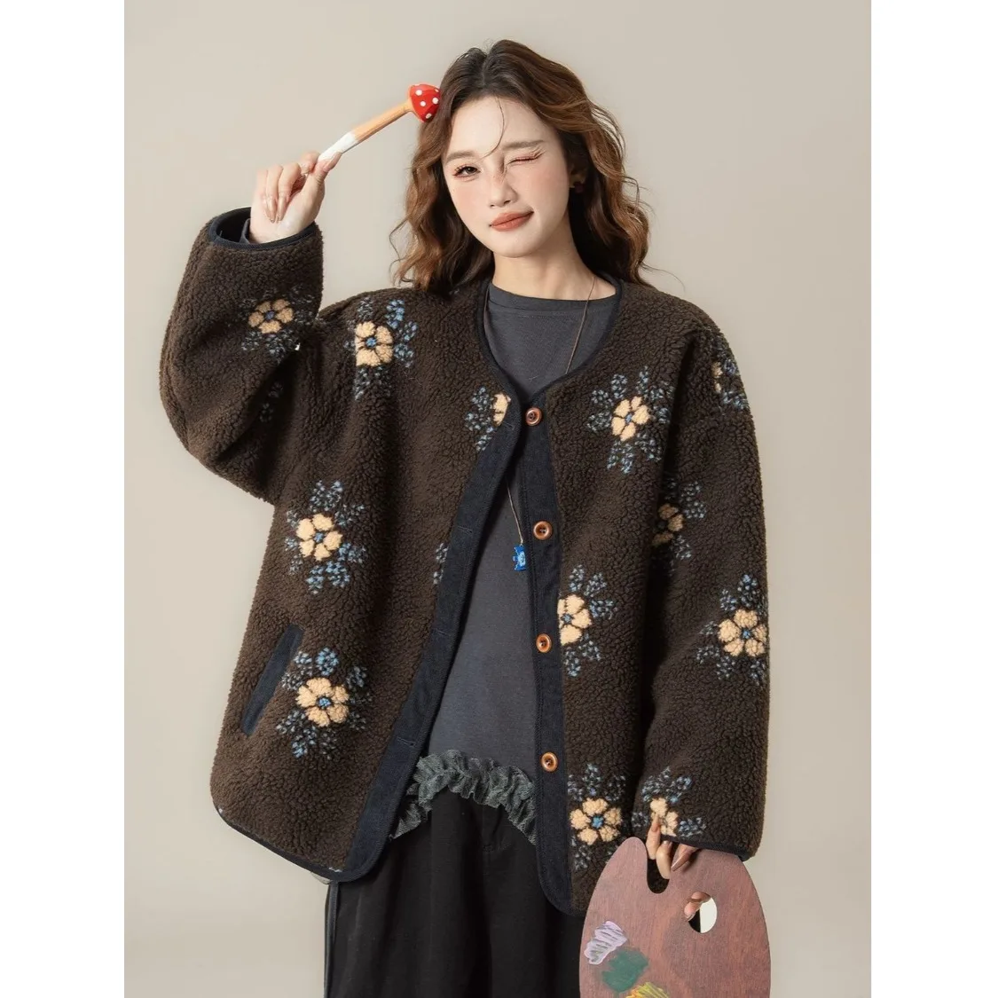 

Элитная женская кофта из овечьего вельвета с длинными рукавами, на одной пуговице, осенне-зимняя, новая модель, для повседневной носки, приталенный крой