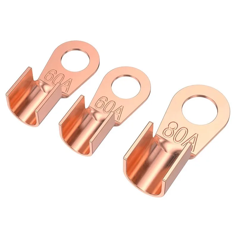 10/20/50Pcs Copper OT Terminals Open Crimp Ring Connector Copper Lugs Terminal Electrical Non-Insulated Wire Connector 3A-60A