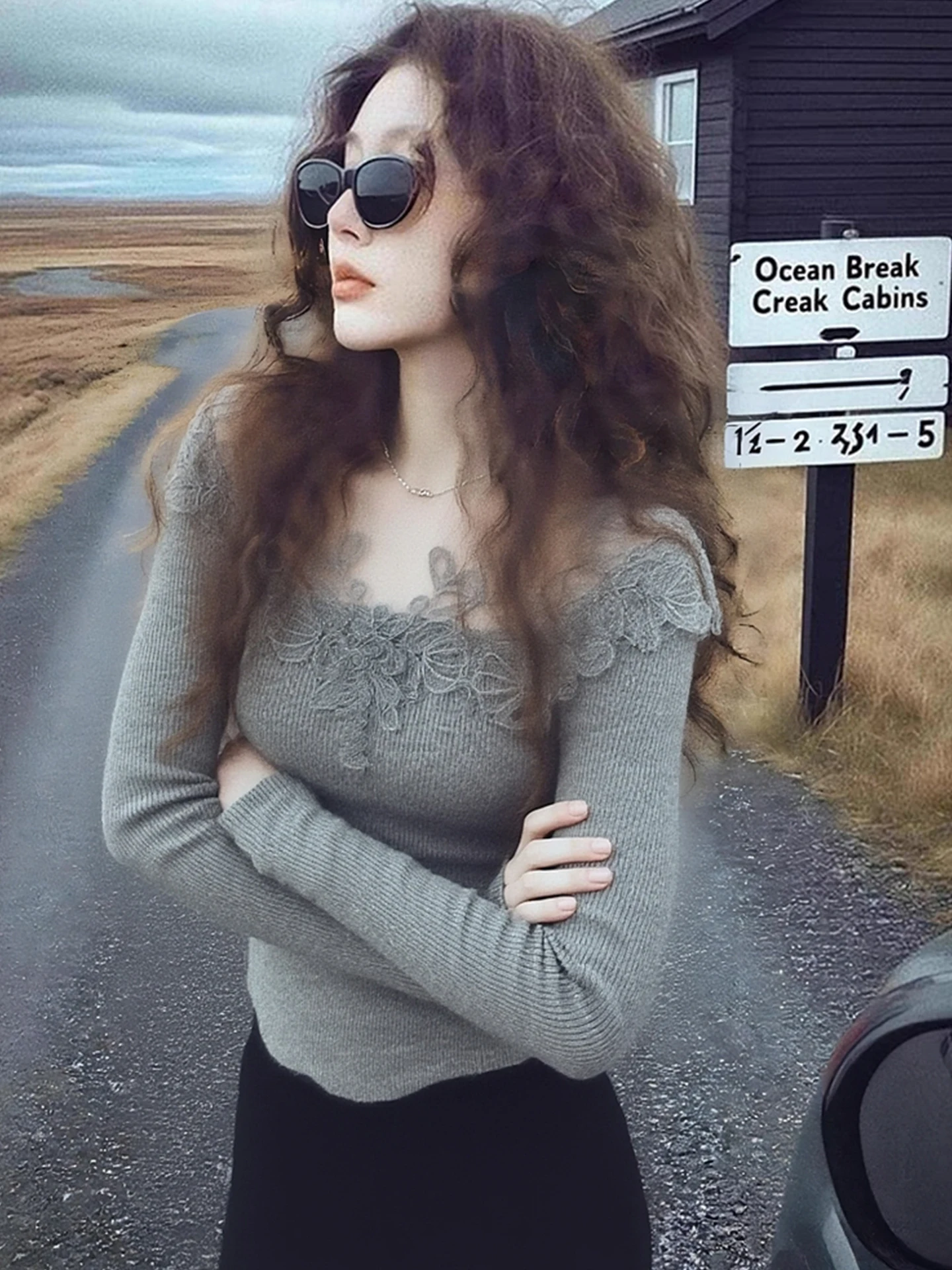 

Модный вязаный топ с кружевным узором и длинными рукавами, облегающий, мягкий, в корейском стиле, для повседневной носки, зимний, цветной