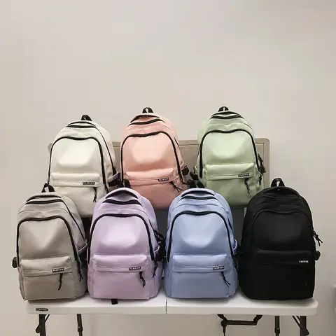 1pcs Large Capacity Solid Color Backpack for High School Students Durable Simple Black Travel Backpack for Middle School Teens