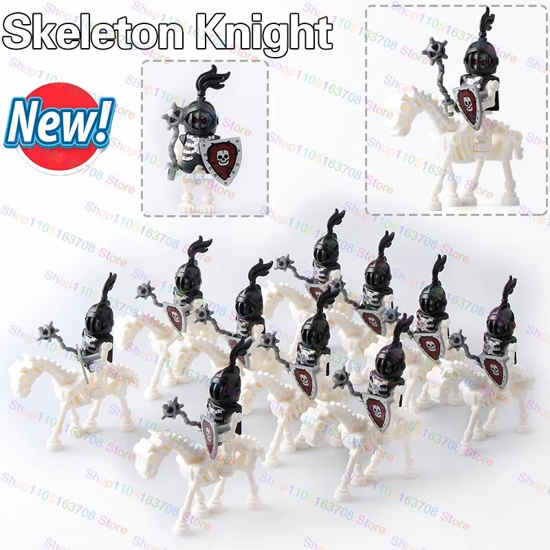 Moc – blocs de construction de château de chevalier, squelette médiéval, bouclier de personnage de guerrier, Collection de figurines d'action, jouets d'halloween, cadeaux