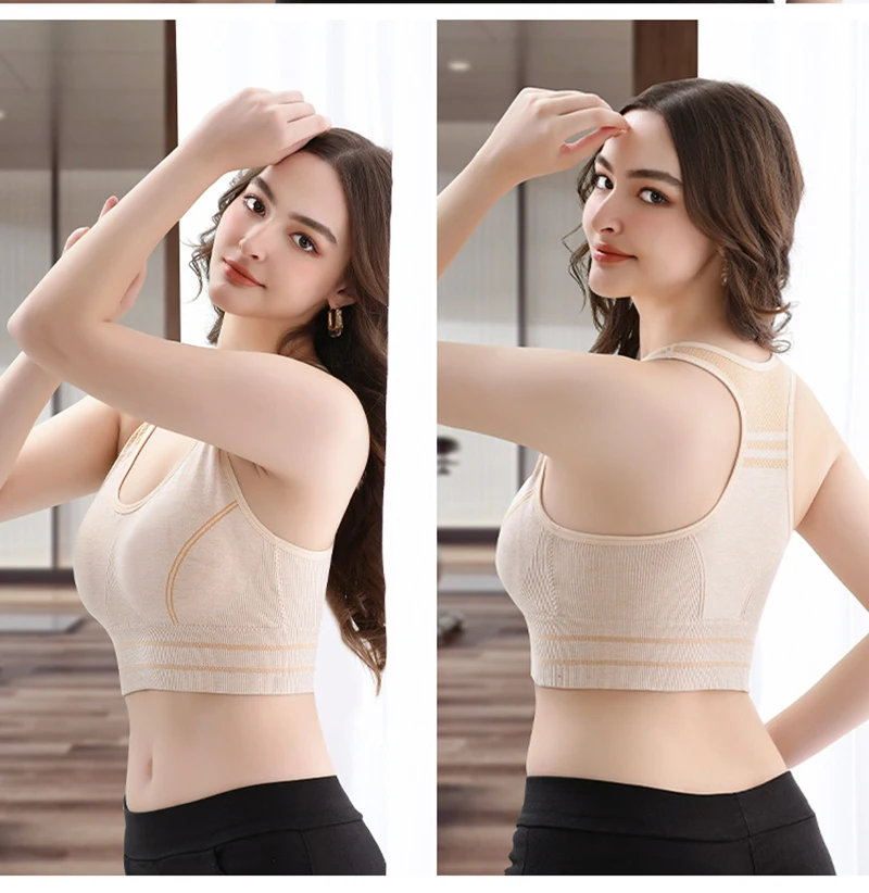 Sports Bra Women Shockproof Seamless Halter Top High Support Push-up Open Back Gym Wear Fitness Yoga Workout Underwear