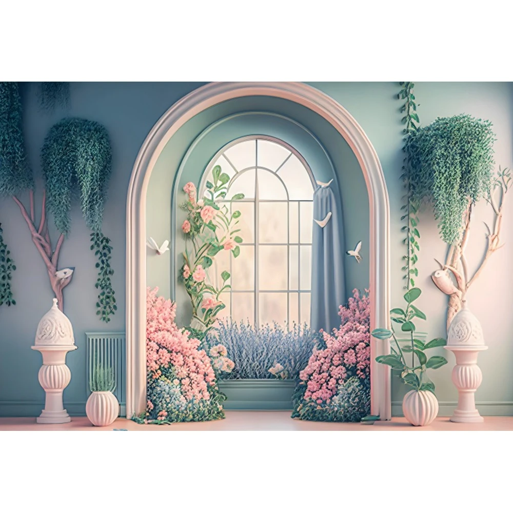 دش الطفل 1st عيد ميلاد الخلفيات التصوير الملونة بالون قوس زهرة الباب كاندي بار ديكور حفلات خلفية صور الدعامة