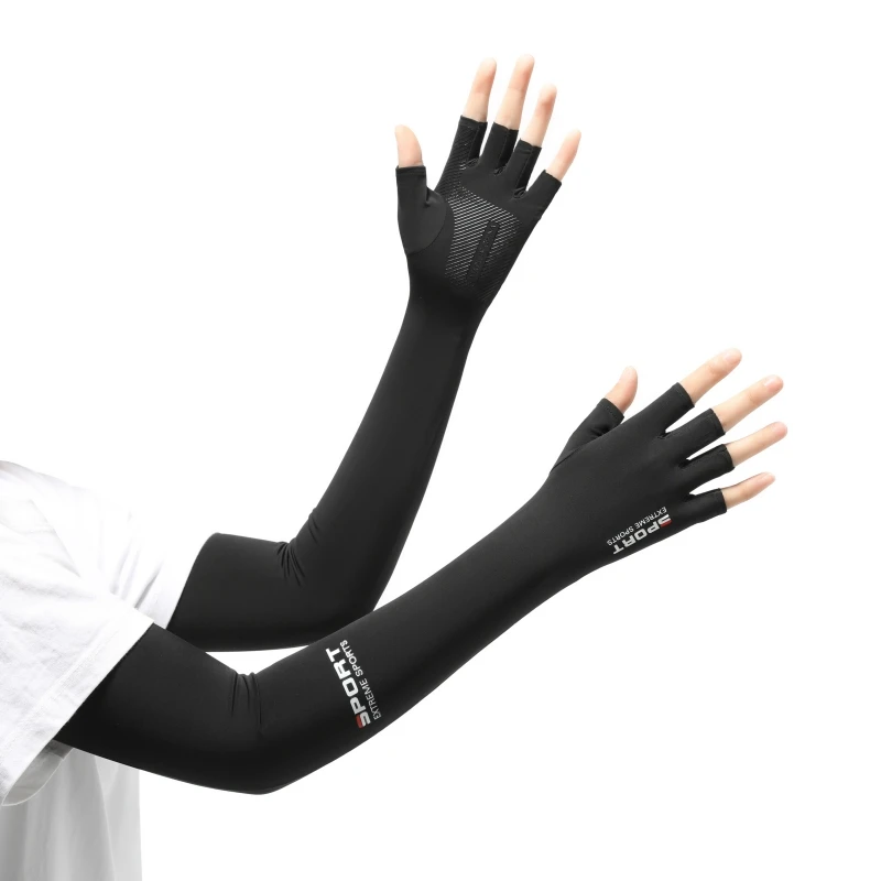 

Summer Anti-UV Cooling ‌Ice Silk Arm Sleeves Breathable Stretchy Cover UV Protection Sun Sleeves for Cycling Running Sports