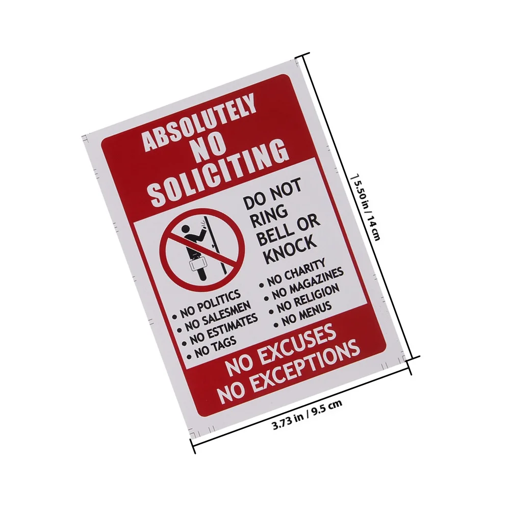 4 قطعة ملصقات لا التماس مقاوم للماء بولي كلوريد الفينيل دائم سهل تطبيق لا دخول الشارات 9.5x14 سنتيمتر لا تدق أو علامة جرس الباب الدائري #2