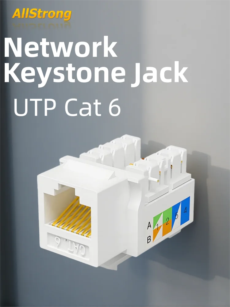50 Pieces,Network Keystone Jack,UTP Cat 3/5e/6 Unshielded,RJ45/RJ11 Port 90 Degree for Network Patch Panel,Wall Plate