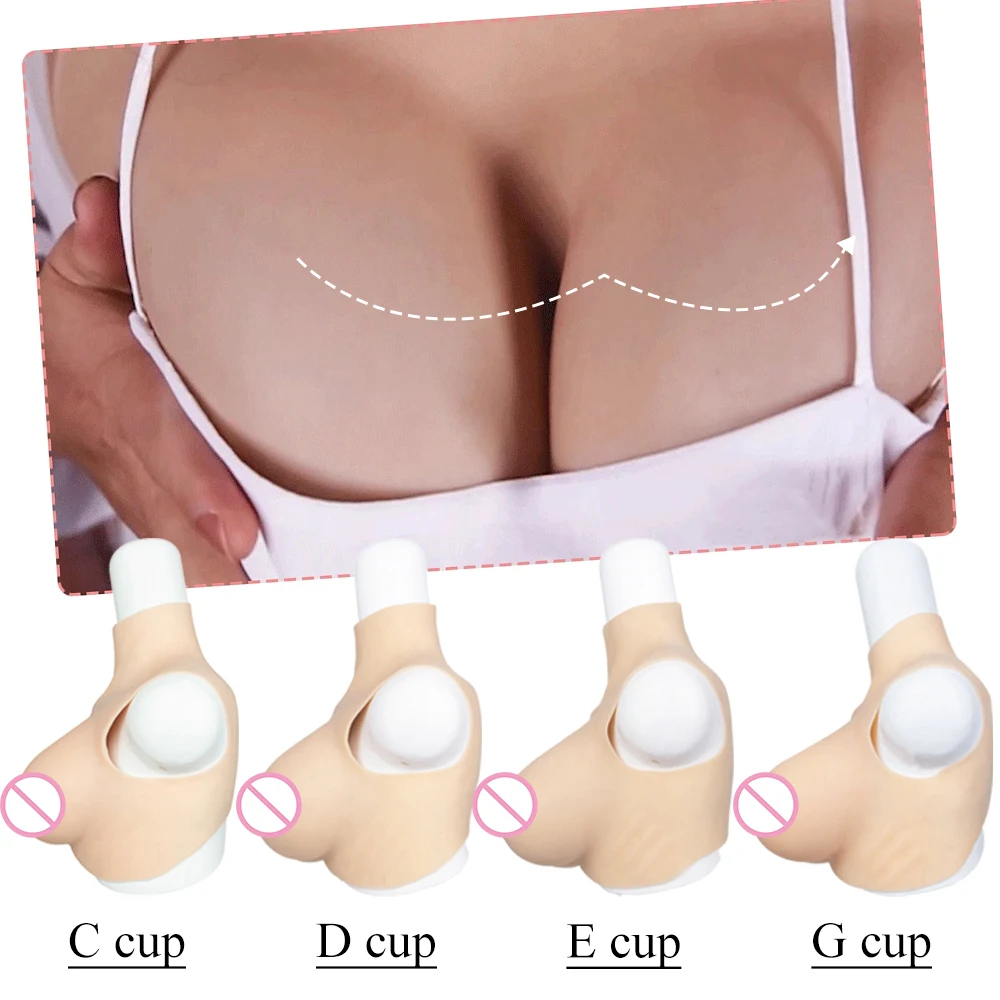 

High Neck Breast​ Silicone Forms Fake Boobs tits Artificial chest Drag Queen Cosplay Crossdressing Sissy Shemale latex catsuit